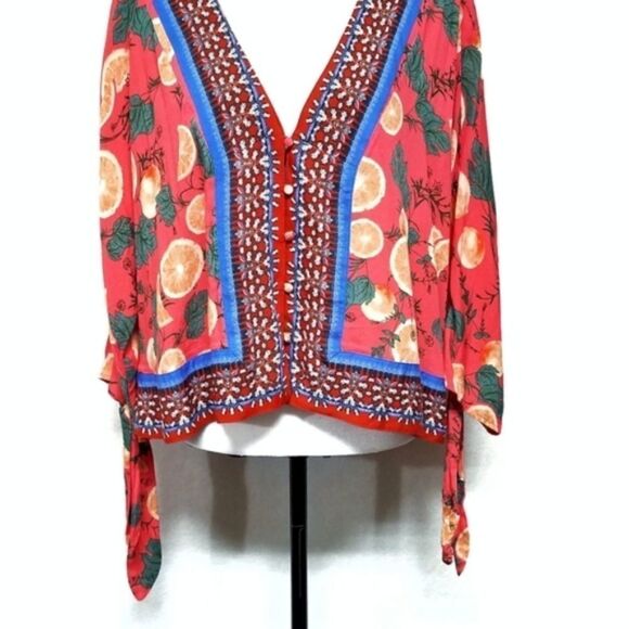 FREE People Freshly Squeezed Orange V-neck Tunic - Picture 4 of 8